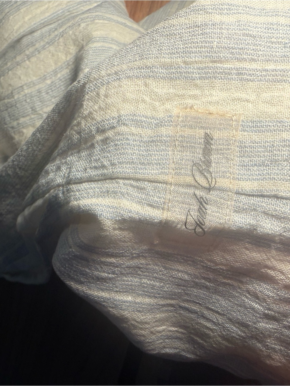 Joah Brown NWT Relaxed Everyday Short Natural White & Blue Stripe Gauze - Picture 13 of 16